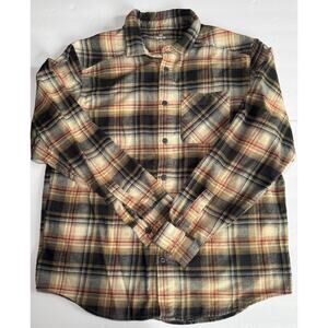 Under Armour Men’s XL Plaid Flannel Button Front Shirt Brown Tan Red Cotton